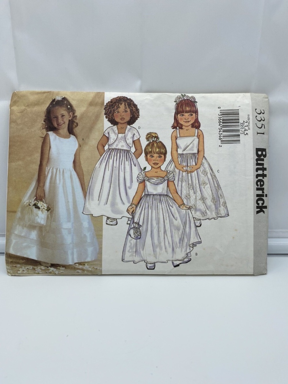 Butterick 3351 Girls Dress/Jacket Pattern Sizes 2,3,4,5 Flower Girl, Wedding